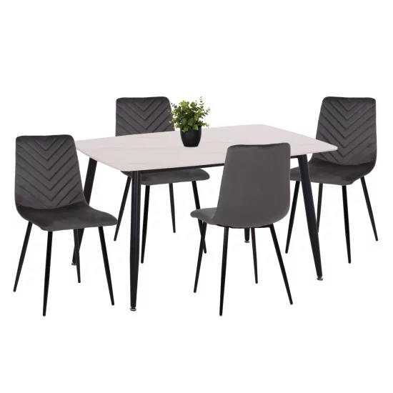 ΣΕΤ ΤΡΑΠΕΖΑΡΙΑΣ 5ΤΜΧ LATRELL HM21192 ΤΡΑΠΕΖΙ ΚΕΡΑΜΙΚΟ TOP-ΒΕΛΟΥΔΟ ΓΚΡΙ ΚΑΡΕΚΛΕΣ