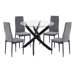 ΣΕΤ ΤΡΑΠΕΖΑΡΙΑΣ 5ΤΜΧ LADY HM21199.01 ΓΥΑΛΙ--ΜΕΤΑΛΛΟ ΣΕ ΜΑΥΡΟ & ΒΕΛΟΥΔΟ ΓΚΡΙ