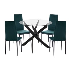 ΣΕΤ ΤΡΑΠΕΖΑΡΙΑΣ 5ΤΜΧ LADY HM21199.03 ΓΥΑΛΙ--ΜΕΤΑΛΛΟ ΣΕ ΜΑΥΡΟ & ΒΕΛΟΥΔΟ ΚΥΠΑΡΙΣΣΙ