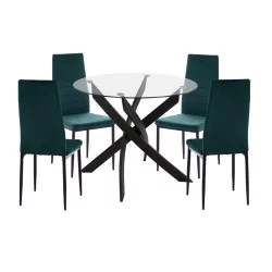 ΣΕΤ ΤΡΑΠΕΖΑΡΙΑΣ 5ΤΜΧ LADY HM21199.03 ΓΥΑΛΙ--ΜΕΤΑΛΛΟ ΣΕ ΜΑΥΡΟ & ΒΕΛΟΥΔΟ ΚΥΠΑΡΙΣΣΙ