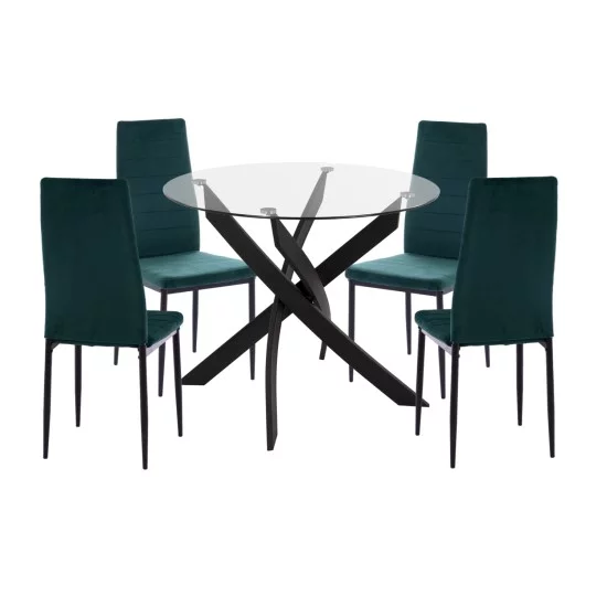 ΣΕΤ ΤΡΑΠΕΖΑΡΙΑΣ 5ΤΜΧ LADY HM21199.03 ΓΥΑΛΙ--ΜΕΤΑΛΛΟ ΣΕ ΜΑΥΡΟ & ΒΕΛΟΥΔΟ ΚΥΠΑΡΙΣΣΙ