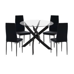 ΣΕΤ ΤΡΑΠΕΖΑΡΙΑΣ 5ΤΜΧ LADY HM21199.04 ΓΥΑΛΙ--ΜΕΤΑΛΛΟ & ΒΕΛΟΥΔΟ ΣΕ ΜΑΥΡΟ