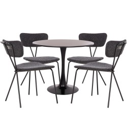 ΣΕΤ ΤΡΑΠΕΖΑΡΙΑΣ 5ΤΜΧ BROLIN HM21200 MDF TOP & ΜΕΤΑΛΛΟ ΜΑΥΡΟ-ΣΚΟΥΡΟ ΓΚΡΙ ΥΦΑΣΜΑ