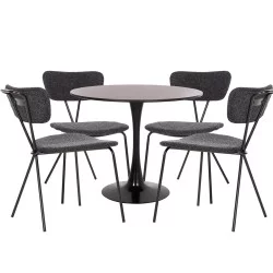 ΣΕΤ ΤΡΑΠΕΖΑΡΙΑΣ 5ΤΜΧ BROLIN HM21200 MDF TOP & ΜΕΤΑΛΛΟ ΜΑΥΡΟ-ΣΚΟΥΡΟ ΓΚΡΙ ΥΦΑΣΜΑ