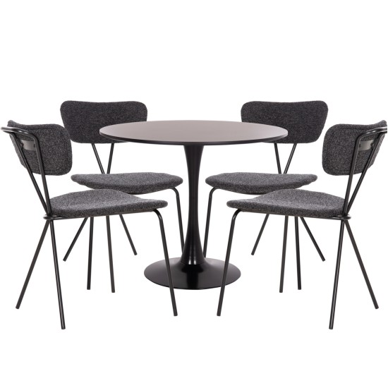 ΣΕΤ ΤΡΑΠΕΖΑΡΙΑΣ 5ΤΜΧ BROLIN HM21200 MDF TOP & ΜΕΤΑΛΛΟ ΜΑΥΡΟ-ΣΚΟΥΡΟ ΓΚΡΙ ΥΦΑΣΜΑ