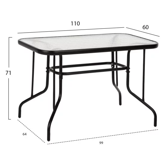 ΣΕΤ ΤΡΑΠΕΖΑΡΙΑΣ 5ΤΜΧ ADAM HM21219.01 ΚΑΡΕΚΛΕΣ ΜΕΤΑΛΛΙΚΕΣ & ΤΡΑΠΕΖΙ 110x60 ΜΑΥΡΟ