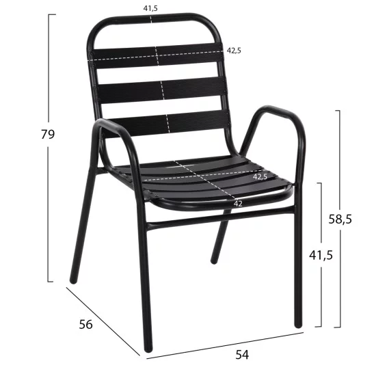ΣΕΤ ΤΡΑΠΕΖΑΡΙΑΣ 5ΤΜΧ ADAM HM21219.01 ΚΑΡΕΚΛΕΣ ΜΕΤΑΛΛΙΚΕΣ & ΤΡΑΠΕΖΙ 110x60 ΜΑΥΡΟ