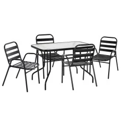 ΣΕΤ ΤΡΑΠΕΖΑΡΙΑΣ 5ΤΜΧ ADAM HM21219.01 ΚΑΡΕΚΛΕΣ ΜΕΤΑΛΛΙΚΕΣ & ΤΡΑΠΕΖΙ 110x60 ΜΑΥΡΟ