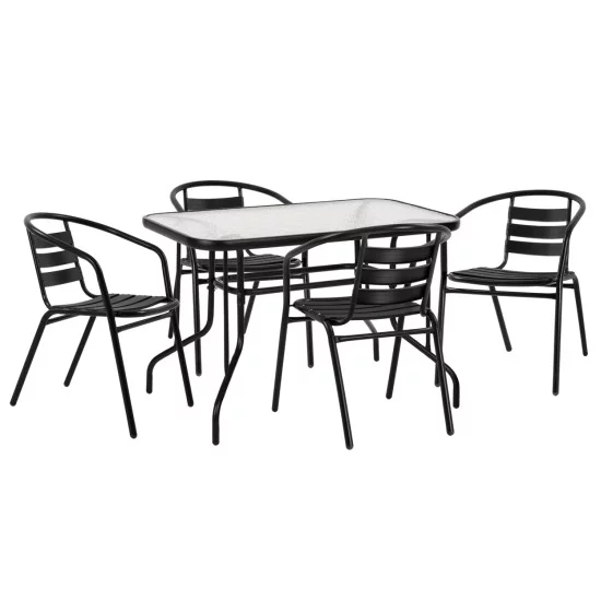 ΣΕΤ ΤΡΑΠΕΖΑΡΙΑΣ 5ΤΜΧ ADAM HM21220 ΚΑΡΕΚΛΕΣ ΜΕΤΑΛΛΙΚΕΣ & ΤΡΑΠΕΖΙ 110x60 ΜΑΥΡΟ