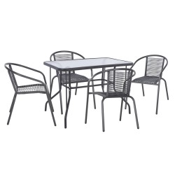 ΣΕΤ ΤΡΑΠΕΖΑΡΙΑΣ 5ΤΜΧ SWIFTER HM21222 ΚΑΡΕΚΛΕΣ ΜΕΤΑΛΙΚΕΣ & ΤΡΑΠΕΖΙ 110x60 ΓΚΡΙ