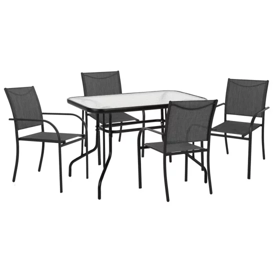 ΣΕΤ ΤΡΑΠΕΖΑΡΙΑΣ 5ΤΜΧ REDAN HM21223.01 ΤΡΑΠΕΖΙ & 4 ΠΟΛΥΘΡΟΝΕΣ ΣΕ ΜΑΥΡΟ