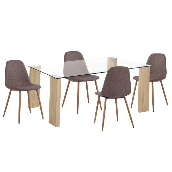 ΣΕΤ ΤΡΑΠΕΖΑΡΙΑΣ 5ΤΜΧ LEOMOR HM21270.02 ΤΡΑΠΕΖΙ & 4 ΚΑΡΕΚΛΕΣ - ΚΑΦΕ ΥΦΑΣΜΑ