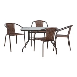 ΣΕΤ ΤΡΑΠΕΖΑΡΙΑΣ ΕΞ.ΧΩΡΟΥ 5ΤΜΧ HM5200.02 ΜΕ 4 ΚΑΡΕΚΛΕΣ & ΤΡΑΠΕΖΙ 140Χ80--ΚΑΦΕ