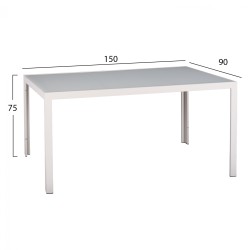 ΣΕΤ ΤΡΑΠΕΖΑΡΙΑΣ 5ΤΜΧ ΤΡΑΠ. 150Χ90 & ΠΟΛ/ΝΕΣ ΑΛΟΥΜΙΝΙΟΥ ΜΕ POLYWOOD ΛΕΥΚΕΣ HM11706.01