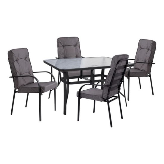 ΣΕΤ ΤΡΑΠΕΖΑΡΙΑΣ 5TMX ΤΡΑΠΕΖΙ 140Χ80Χ72Υεκ.ΚΑΙ 4 ΠΟΛΥΘΡΟΝΕΣ ΜΕΤΑΛΛΟ ΚΑΦΕ HM10562.02