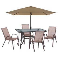 ΣΕΤ ΤΡΑΠΕΖΑΡΙΑΣ 6ΤΜΧ ΕΞΩΤ.ΧΩΡΟΥ BRAVO HM11543.02 ΤΡΑΠΕΖΙ-ΟΜΠΡΕΛΑ-4 ΠΟΛΥΘΡΟΝΕΣ--ΚΑΦΕ