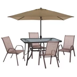 ΣΕΤ ΤΡΑΠΕΖΑΡΙΑΣ 6ΤΜΧ ΕΞΩΤ.ΧΩΡΟΥ BRAVO HM11543.02 ΤΡΑΠΕΖΙ-ΟΜΠΡΕΛΑ-4 ΠΟΛΥΘΡΟΝΕΣ--ΚΑΦΕ