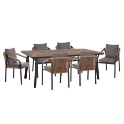 ΣΕΤ ΤΡΑΠΕΖΑΡΙΑΣ 7ΤΜΧ MAERLY HM10826.13 ΑΛΟΥΜΙΝΙΟ & ΜΑΞΙΛΑΡΙΑ ΣΚΟΥΡΟ ΓΚΡΙ--POLYWOOD