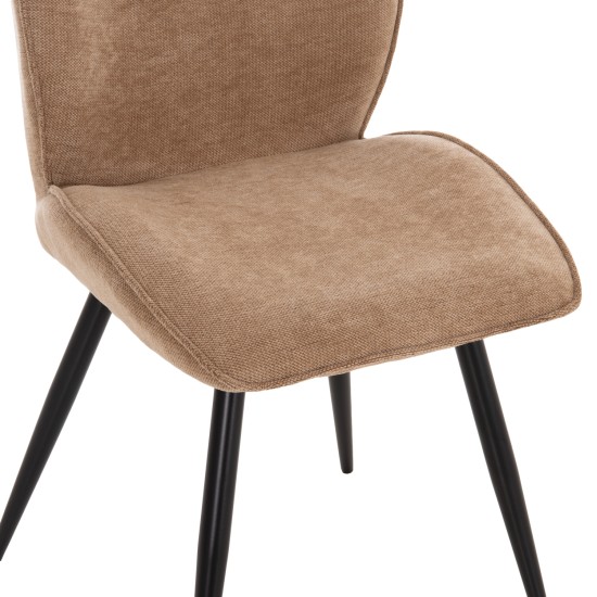 ΣΕΤ ΤΡΑΠΕΖΑΡΙΑΣ 7ΤΜΧ GAFF HM10935.03 MDF TOP ΚΑΡΥΔΙ--ΥΦΑΣΜΑ TAUPE & ΜΕΤΑΛΛΟ ΜΑΥΡΟ