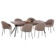 ΣΕΤ ΤΡΑΠΕΖΑΡΙΑΣ 7ΤΜΧ MANDY HM10957.03 MDF TOP--ΥΦΑΣΜΑ TAUPE & ΜΕΤΑΛ.ΠΟΔΙΑ