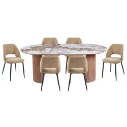 ΣΕΤ ΤΡΑΠΕΖΑΡΙΑΣ 7ΤΜΧ MARBLEX HM11391 ΚΕΡΑΜΙΚΟ TOP PANDORA--ΚΑΡΕΚΛΕΣ ΜΕ ΥΦΑΣΜΑ TAUPE