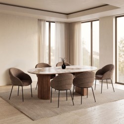 ΣΕΤ ΤΡΑΠΕΖΑΡΙΑΣ 7ΤΜΧ DRENNY HM11395.03 ΚΕΡΑΜΙΚΟ TOP PANDORA--ΚΑΡΕΚΛΕΣ ΥΦΑΣΜΑ TAUPE