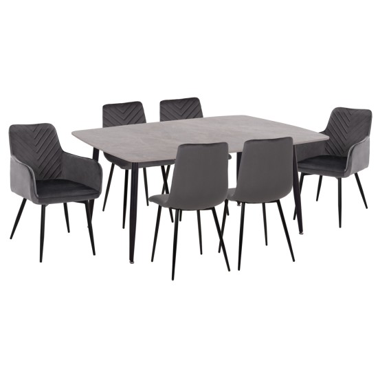ΣΕΤ ΤΡΑΠΕΖΑΡΙΑΣ 7ΤΜΧ RAVEN HM21070.03 ΚΕΡΑΜΙΚΟ TOP--4 ΚΑΡΕΚΛΕΣ & 2 ΠΟΛΥΘΡΟΝΕΣ ΓΚΡΙ