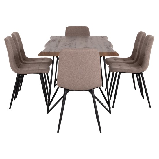 ΣΕΤ ΤΡΑΠΕΖΑΡΙΑΣ 7ΤΜΧ VIGOR HM21355 ΤΡΑΠΕΖΙ 180x90εκ ΜΕ 6 ΚΑΡΕΚΛΕΣ