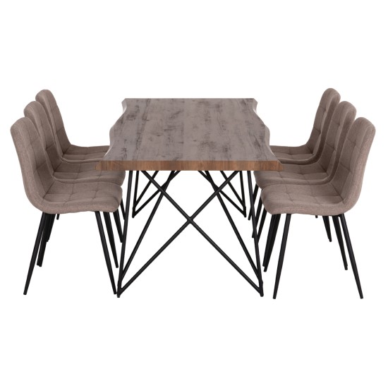 ΣΕΤ ΤΡΑΠΕΖΑΡΙΑΣ 7ΤΜΧ VIGOR HM21355 ΤΡΑΠΕΖΙ 180x90εκ ΜΕ 6 ΚΑΡΕΚΛΕΣ