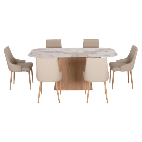 ΣΕΤ ΤΡΑΠΕΖΑΡΙΑΣ 7ΤΜΧ NORDU HM21359 ΚΕΡΑΜΙΚΟ TOP/MDF ΒΑΣΗ--PU ΚΡΕΜ/ΜΕΤΑΛ.ΠΟΔΙΑ