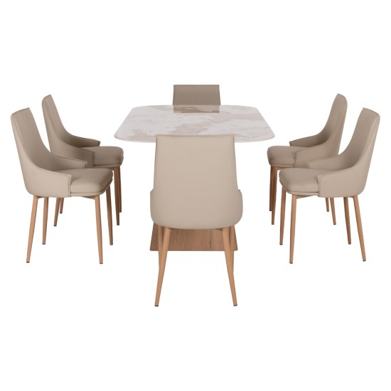 ΣΕΤ ΤΡΑΠΕΖΑΡΙΑΣ 7ΤΜΧ NORDU HM21359 ΚΕΡΑΜΙΚΟ TOP/MDF ΒΑΣΗ--PU ΚΡΕΜ/ΜΕΤΑΛ.ΠΟΔΙΑ
