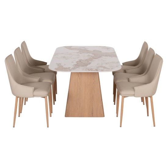 ΣΕΤ ΤΡΑΠΕΖΑΡΙΑΣ 7ΤΜΧ NORDU HM21359 ΚΕΡΑΜΙΚΟ TOP/MDF ΒΑΣΗ--PU ΚΡΕΜ/ΜΕΤΑΛ.ΠΟΔΙΑ