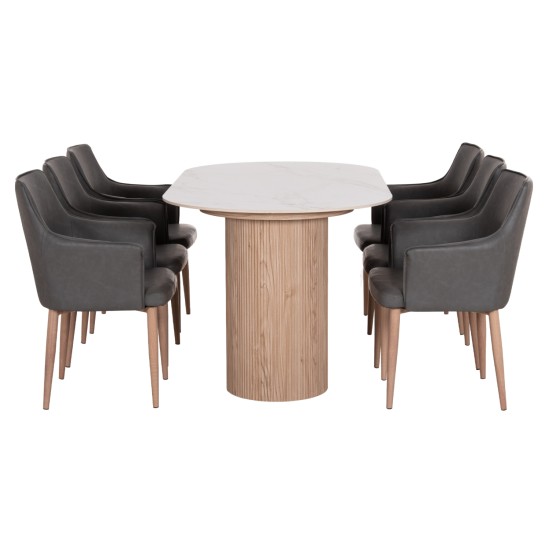 ΣΕΤ ΤΡΑΠΕΖΑΡΙΑΣ 7ΤΜΧ MELLOW HM21360 ΚΕΡΑΜΙΚΟ TOP/MDF ΠΟΔΙΑ--PU ΓΚΡΙ/ΜΕΤΑΛ.ΠΟΔΙΑ