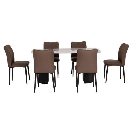 ΣΕΤ ΤΡΑΠΕΖΑΡΙΑΣ 7ΤΜΧ MINAO HM21362 ΚΕΡΑΜΙΚΟ TOP/MDF ΠΟΔΙΑ--PU ΚΑΦΕ/ΜΕΤΑΛ.ΠΟΔΙΑ