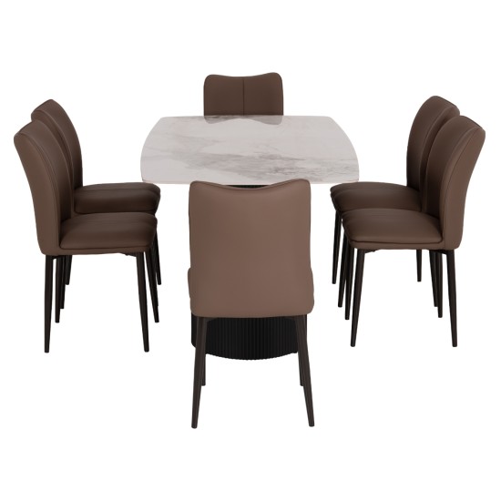 ΣΕΤ ΤΡΑΠΕΖΑΡΙΑΣ 7ΤΜΧ MINAO HM21362 ΚΕΡΑΜΙΚΟ TOP/MDF ΠΟΔΙΑ--PU ΚΑΦΕ/ΜΕΤΑΛ.ΠΟΔΙΑ
