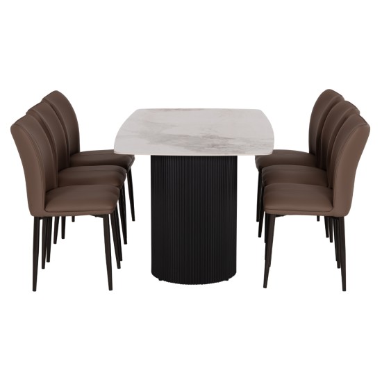 ΣΕΤ ΤΡΑΠΕΖΑΡΙΑΣ 7ΤΜΧ MINAO HM21362 ΚΕΡΑΜΙΚΟ TOP/MDF ΠΟΔΙΑ--PU ΚΑΦΕ/ΜΕΤΑΛ.ΠΟΔΙΑ