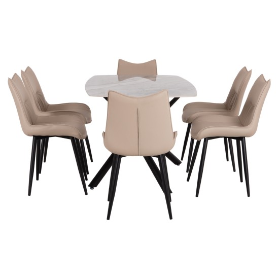 ΣΕΤ ΤΡΑΠΕΖΑΡΙΑΣ 7ΤΜΧ ISKA HM21363 ΚΕΡΑΜΙΚΟ TOP/ΜΕΤΑΛ. ΠΟΔΙΑ--PU ΜΠΕΖ/ΜΕΤΑΛ.ΠΟΔΙΑ