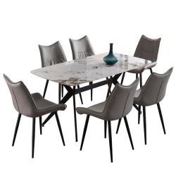 ΣΕΤ ΤΡΑΠΕΖΑΡΙΑΣ 7ΤΜΧ AIKA HM21364 ΚΕΡΑΜΙΚΟ TOP/ΜΕΤΑΛ. ΠΟΔΙΑ--PU ΓΚΡΙ/ΜΕΤΑΛ.ΠΟΔΙΑ