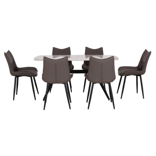 ΣΕΤ ΤΡΑΠΕΖΑΡΙΑΣ 7ΤΜΧ AIKA HM21364 ΚΕΡΑΜΙΚΟ TOP/ΜΕΤΑΛ. ΠΟΔΙΑ--PU ΓΚΡΙ/ΜΕΤΑΛ.ΠΟΔΙΑ