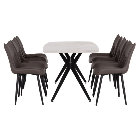 ΣΕΤ ΤΡΑΠΕΖΑΡΙΑΣ 7ΤΜΧ AIKA HM21364 ΚΕΡΑΜΙΚΟ TOP/ΜΕΤΑΛ. ΠΟΔΙΑ--PU ΓΚΡΙ/ΜΕΤΑΛ.ΠΟΔΙΑ