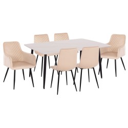 ΣΕΤ ΤΡΑΠΕΖΑΡΙΑΣ 7ΤΜΧ RAVEN HM21070.01 ΚΕΡΑΜΙΚΟ TOP--4 ΚΑΡΕΚΛΕΣ & 2 ΠΟΛΥΘΡΟΝΕΣ ΕΚΡΟΥ
