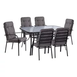 ΣΕΤ ΤΡΑΠΕΖΑΡΙΑΣ 7TMX ΤΡΑΠΕΖΙ 150Χ90Χ72Υεκ.ΚΑΙ 6 ΠΟΛΥΘΡΟΝΕΣ ΜΕΤΑΛΛΟ ΚΑΦΕ HM10561.02