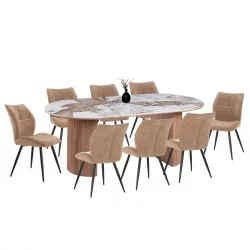 ΣΕΤ ΤΡΑΠΕΖΑΡΙΑΣ 9ΤΜΧ MARBLEX HM11394.03 ΚΕΡΑΜΙΚΟ TOP PANDORA--ΚΑΡΕΚΛΕΣ ΥΦΑΣΜΑ TAUPE