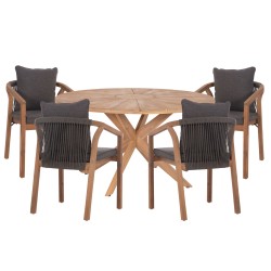 ΣΕΤ ΤΡΑΠΕΖΑΡΙΑΣ ΕΞ.ΧΩΡΟΥ 5ΤΜΧ CORTEN HM10900.02 ΞΥΛΟ ΑΚΑΚΙΑΣ ΦΥΣΙΚΟ--ΜΑΞΙΛΑΡΙΑ ΓΚΡΙ