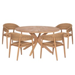 ΣΕΤ ΤΡΑΠΕΖΑΡΙΑΣ ΕΞ.ΧΩΡΟΥ 5ΤΜΧ CORTEN HM10909 ΞΥΛΟ ΑΚΑΚΙΑΣ & ΣΧΟΙΝΙ--ΦΥΣΙΚΟ