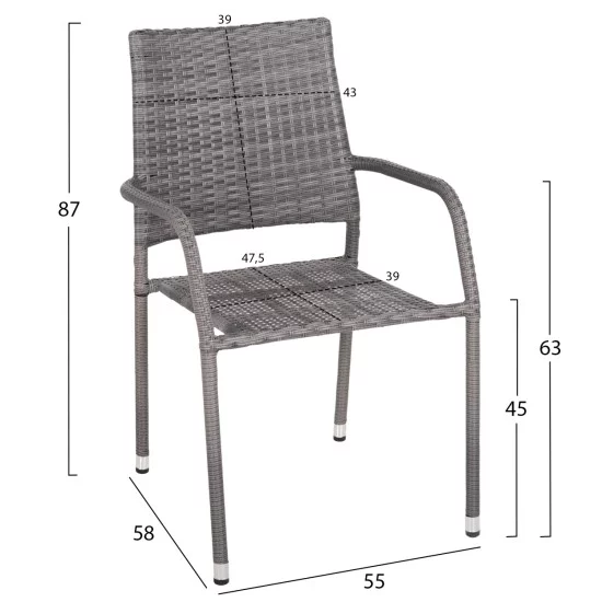 ΣΕΤ ΤΡΑΠΕΖΑΡΙΑΣ ΕΞ.ΧΩΡΟΥ 5ΤΜΧ MORNER HM21008 ΜΕΤΑΛΛΟ & WICKER ΣΕ ΓΚΡΙ