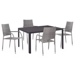 ΣΕΤ ΤΡΑΠΕΖΑΡΙΑΣ ΕΞ.ΧΩΡΟΥ 5ΤΜΧ MORNER HM21008 ΜΕΤΑΛΛΟ & WICKER ΣΕ ΓΚΡΙ