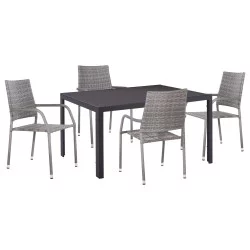 ΣΕΤ ΤΡΑΠΕΖΑΡΙΑΣ ΕΞ.ΧΩΡΟΥ 5ΤΜΧ MORNER HM21008 ΜΕΤΑΛΛΟ & WICKER ΣΕ ΓΚΡΙ
