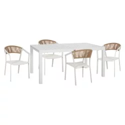 ΣΕΤ ΤΡΑΠΕΖΑΡΙΑΣ ΕΞ.ΧΩΡΟΥ 5ΤΜΧ KRUM HM21162 ΛΕΥΚΟ ΑΛΟΥΜΙΝΙΟ-P.E.RATTAN-TEXTILENE