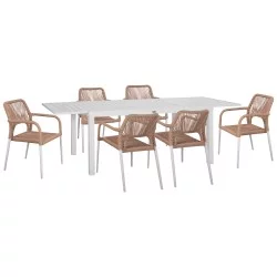 ΣΕΤ ΤΡΑΠΕΖΑΡΙΑΣ ΕΞ.ΧΩΡΟΥ 7ΤΜΧ KRUM HM21131 ΛΕΥΚΟ ΑΛΟΥΜΙΝΙΟ--P.E.RATTAN